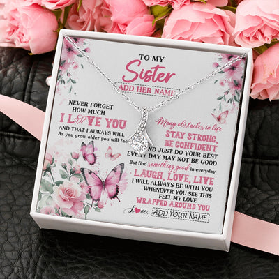 Alluring Beauty Necklace 14K White Gold Finish | 2 | Personalized To My Bonus Daughter Gifts From Stepmom Necklace I Love You Butterfly Birthday Gifts For Stepdaughter Christmas Custom Gift Box Message Card | https://siriusteestore.