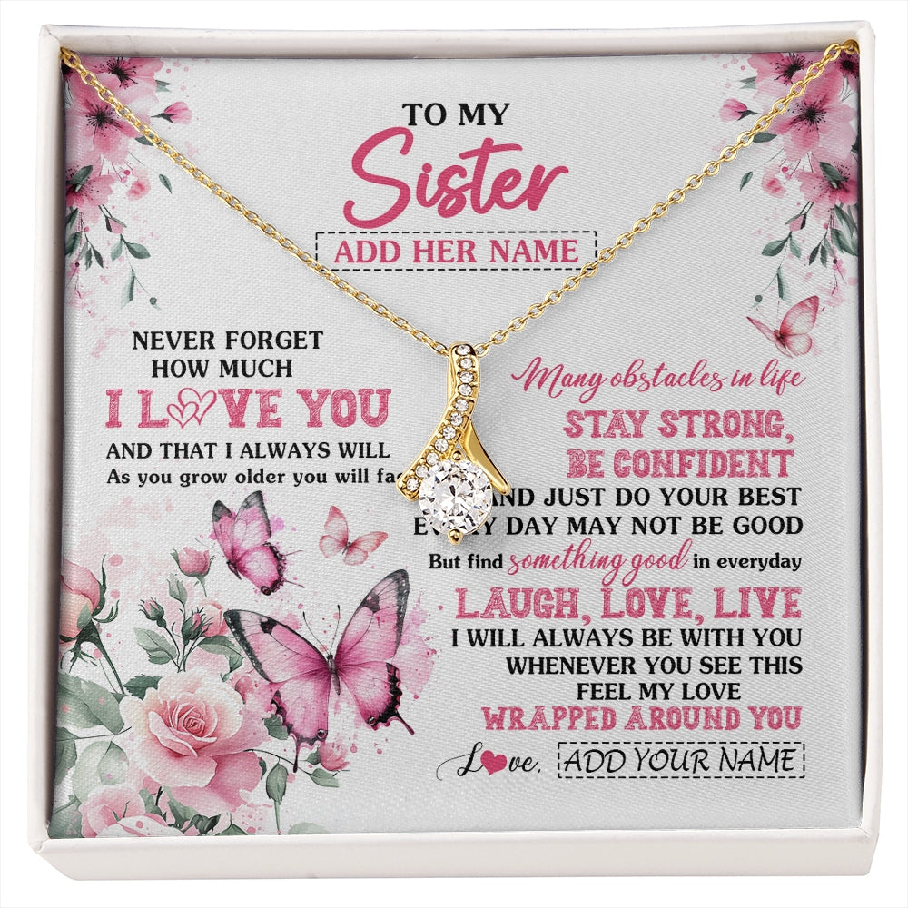 Alluring Beauty Necklace 18K Yellow Gold Finish | 1 | Personalized To My Bonus Daughter Gifts From Stepmom Necklace I Love You Butterfly Birthday Gifts For Stepdaughter Christmas Custom Gift Box Message Card | https://siriusteestore.