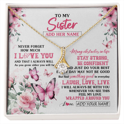 Alluring Beauty Necklace 18K Yellow Gold Finish | 1 | Personalized To My Bonus Daughter Gifts From Stepmom Necklace I Love You Butterfly Birthday Gifts For Stepdaughter Christmas Custom Gift Box Message Card | https://siriusteestore.