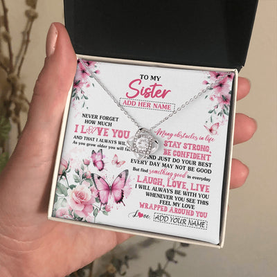 Love Knot Necklace 14K White Gold Finish | 2 | Personalized To My Bonus Daughter Gifts From Stepmom Necklace I Love You Butterfly Birthday Gifts For Stepdaughter Christmas Custom Gift Box Message Card | https://siriusteestore.