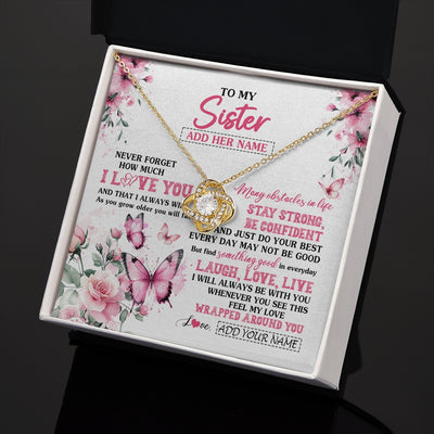 Love Knot Necklace 18K Yellow Gold Finish | 2 | Personalized To My Bonus Daughter Gifts From Stepmom Necklace I Love You Butterfly Birthday Gifts For Stepdaughter Christmas Custom Gift Box Message Card | https://siriusteestore.