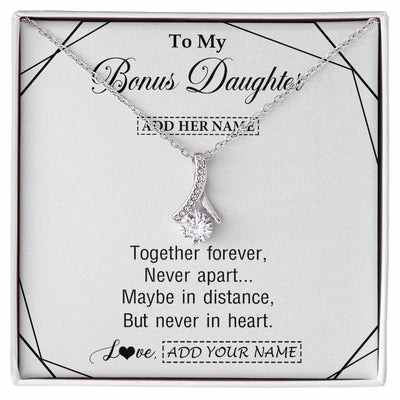 Alluring Beauty Necklace 14K White Gold Finish | 1 | Personalized To My Bonus Daughter Gifts From Stepmom Necklace Together Forever With Heartfelt Message Stepdaughter Birthday Christmas Gift Box Message Card | https://siriusteestore.