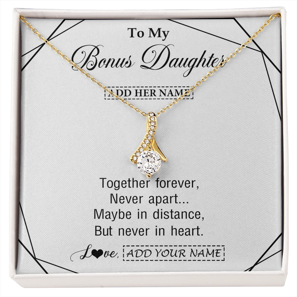 Alluring Beauty Necklace 18K Yellow Gold Finish | 1 | Personalized To My Bonus Daughter Gifts From Stepmom Necklace Together Forever With Heartfelt Message Stepdaughter Birthday Christmas Gift Box Message Card | https://siriusteestore.