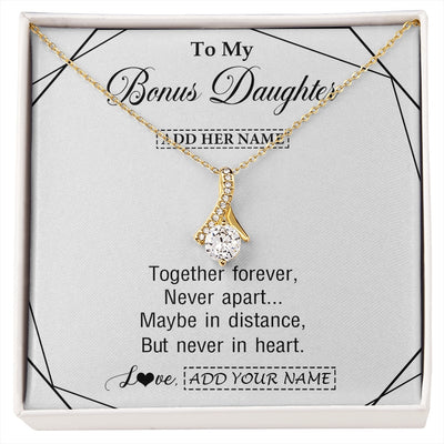 Alluring Beauty Necklace 18K Yellow Gold Finish | 1 | Personalized To My Bonus Daughter Gifts From Stepmom Necklace Together Forever With Heartfelt Message Stepdaughter Birthday Christmas Gift Box Message Card | https://siriusteestore.