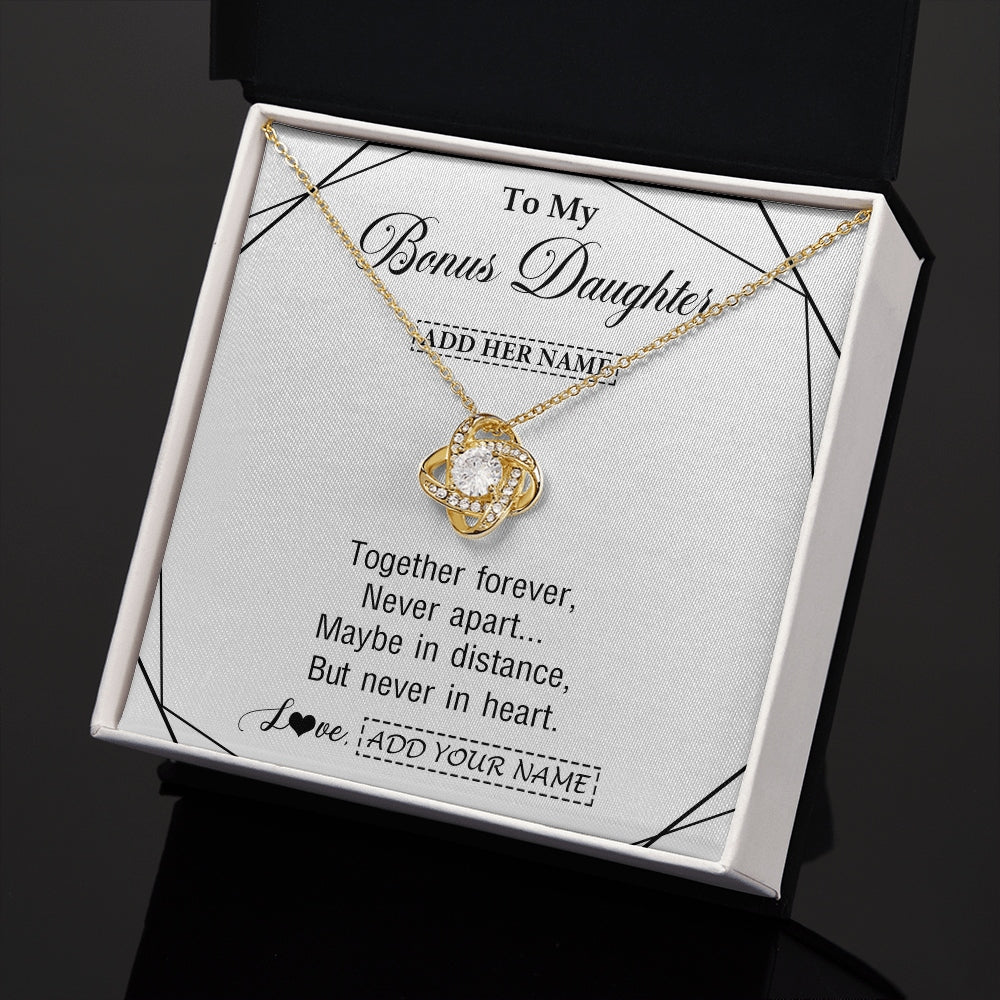 Love Knot Necklace 18K Yellow Gold Finish | 2 | Personalized To My Bonus Daughter Gifts From Stepmom Necklace Together Forever With Heartfelt Message Stepdaughter Birthday Christmas Gift Box Message Card | https://siriusteestore.