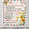 Personalized To My Bonus Daughter Gifts From Stepmom Stepdad Blanket Sunflower Letter Air Mail Birthday Graduation Gifts For Stepdaughter Christmas Fleece Blanket | siriusteestore