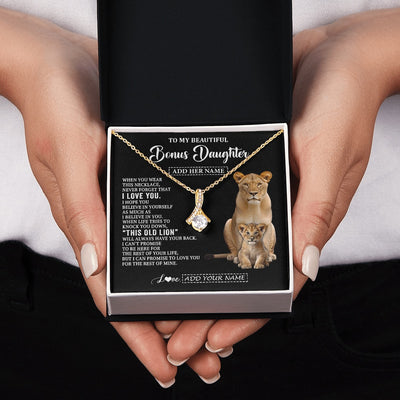 Alluring Beauty Necklace 18K Yellow Gold Finish | 2 | Personalized To My Bonus Daughter Gifts From Stepmother Necklace This Old Lion Love You Stepdaughter Birthday Gifts Graduation Christmas Gift Box Message Card | https://siriusteestore.
