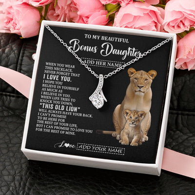 Alluring Beauty Necklace 14K White Gold Finish | 2 | Personalized To My Bonus Daughter Gifts From Stepmother Necklace This Old Lion Love You Stepdaughter Birthday Gifts Graduation Christmas Gift Box Message Card | https://siriusteestore.