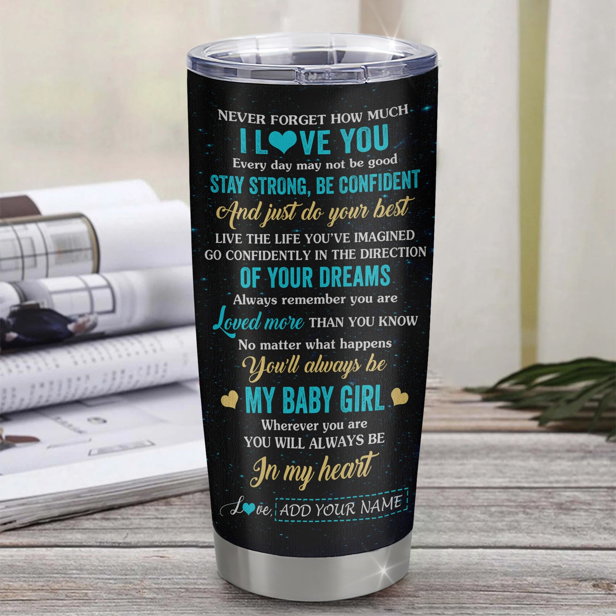 Personalized To My Bonus Daughter Gifts From Stepmother Tumbler White Tiger Never Forget How Much I Love You Stepdaughter Birthday Christmas Custom Stainless Steel Mug | siriusteestore