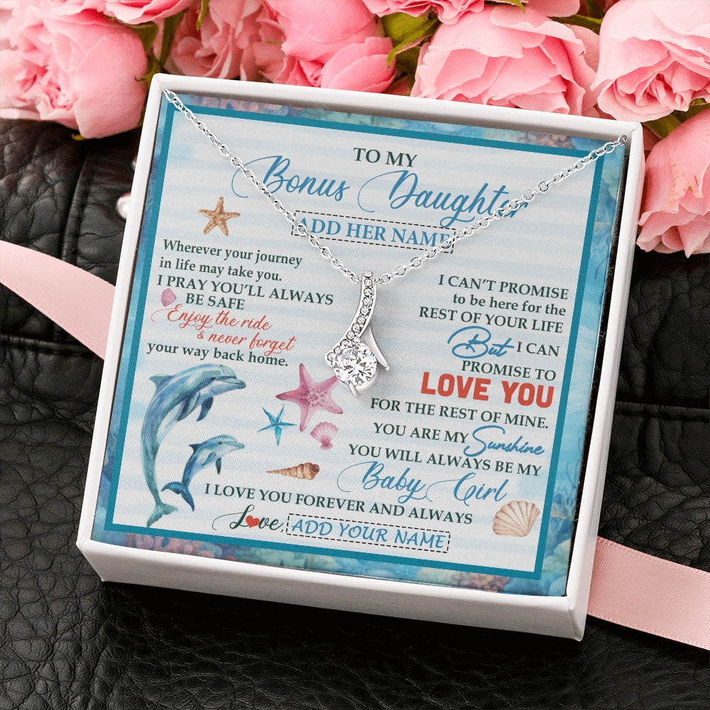 Alluring Beauty Necklace 14K White Gold Finish | 2 | Personalized To My Bonus Daughter Gifts Necklace Dolphin From Stepmom My Sunshine For Jewelry Stepddaughter Birthday Gift Christmas Gift Box Message Card | https://siriusteestore.
