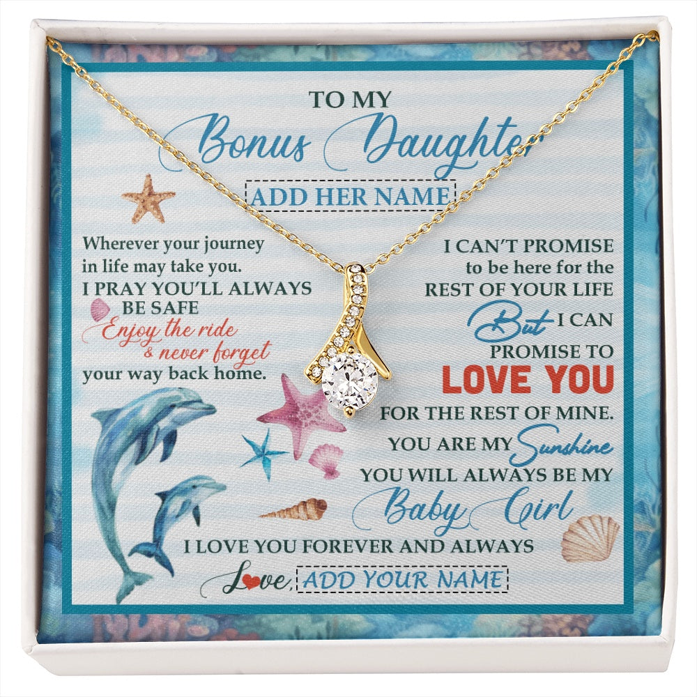 Alluring Beauty Necklace 18K Yellow Gold Finish | 1 | Personalized To My Bonus Daughter Gifts Necklace Dolphin From Stepmom My Sunshine For Jewelry Stepddaughter Birthday Gift Christmas Gift Box Message Card | https://siriusteestore.