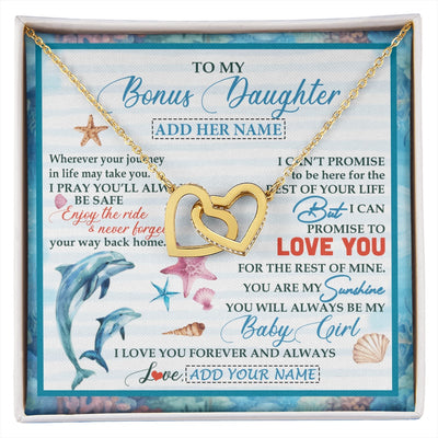 Interlocking Hearts Necklace 18K Yellow Gold Finish | 1 | Personalized To My Bonus Daughter Gifts Necklace Dolphin From Stepmom My Sunshine For Jewelry Stepddaughter Birthday Gift Christmas Gift Box Message Card | https://siriusteestore.