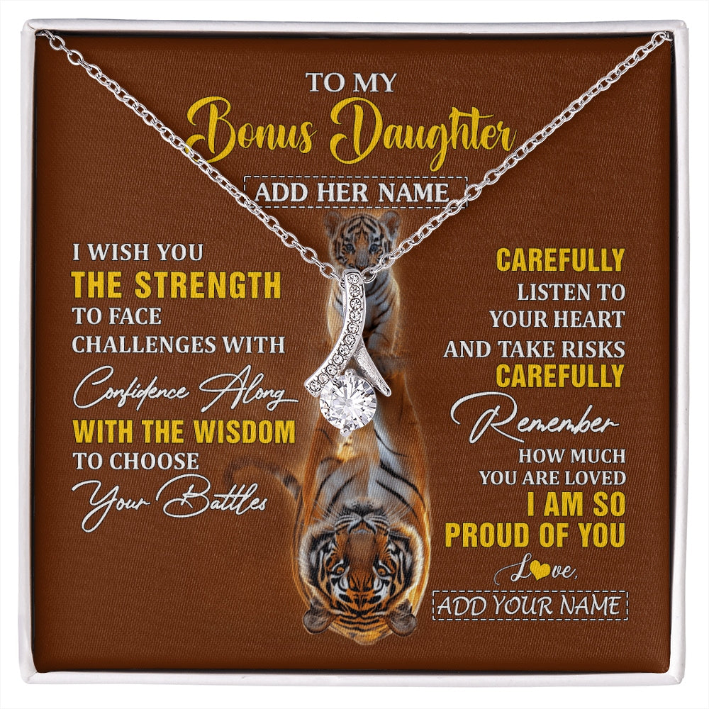 Alluring Beauty Necklace 14K White Gold Finish | 1 | Personalized To My Bonus Daughter Gifts Necklace From Godfather I Wish You The Strength Tiger Bonus Daughter Birthday Gifts Christmas Gift Box Message Card | https://siriusteestore.