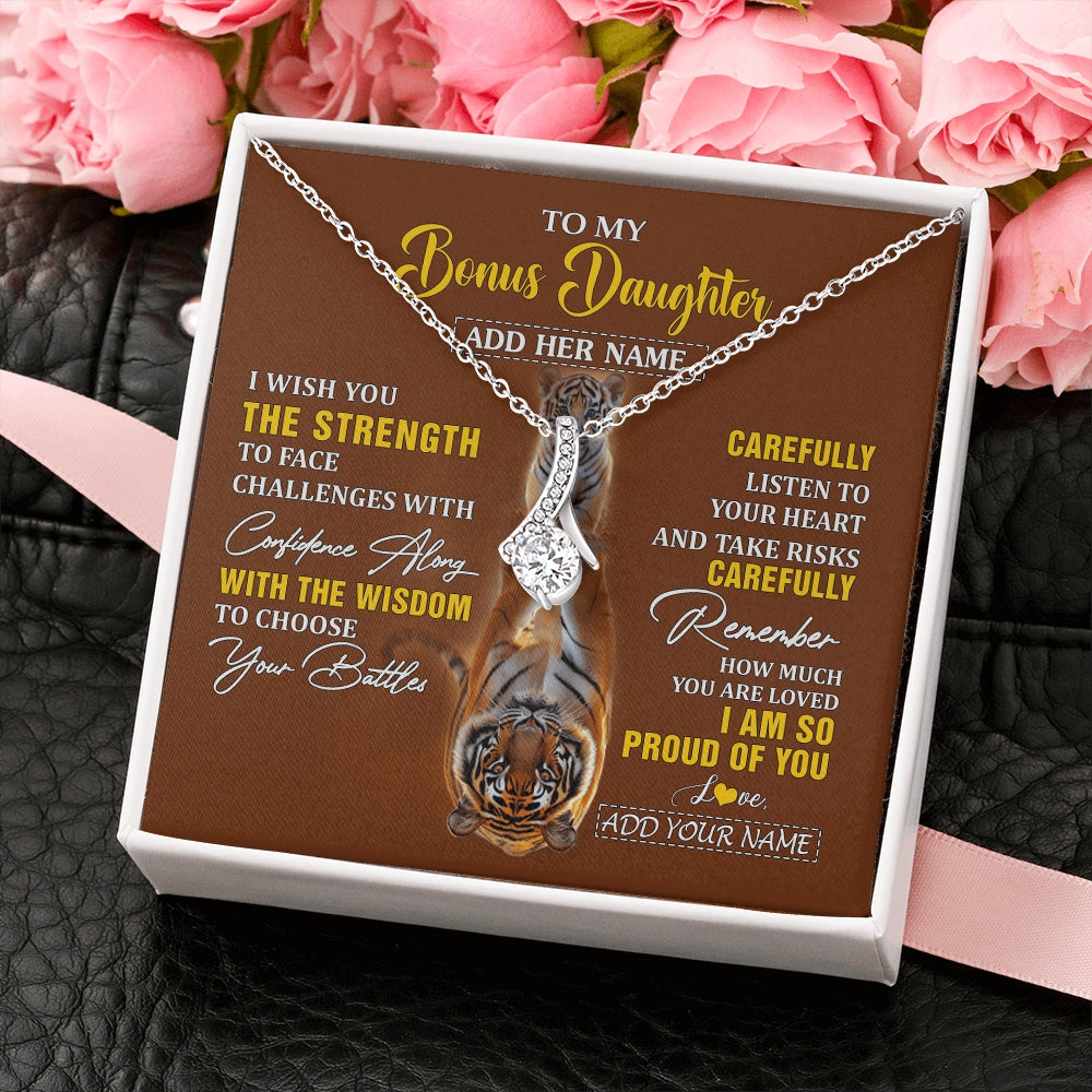 Alluring Beauty Necklace 14K White Gold Finish | 2 | Personalized To My Bonus Daughter Gifts Necklace From Godfather I Wish You The Strength Tiger Bonus Daughter Birthday Gifts Christmas Gift Box Message Card | https://siriusteestore.