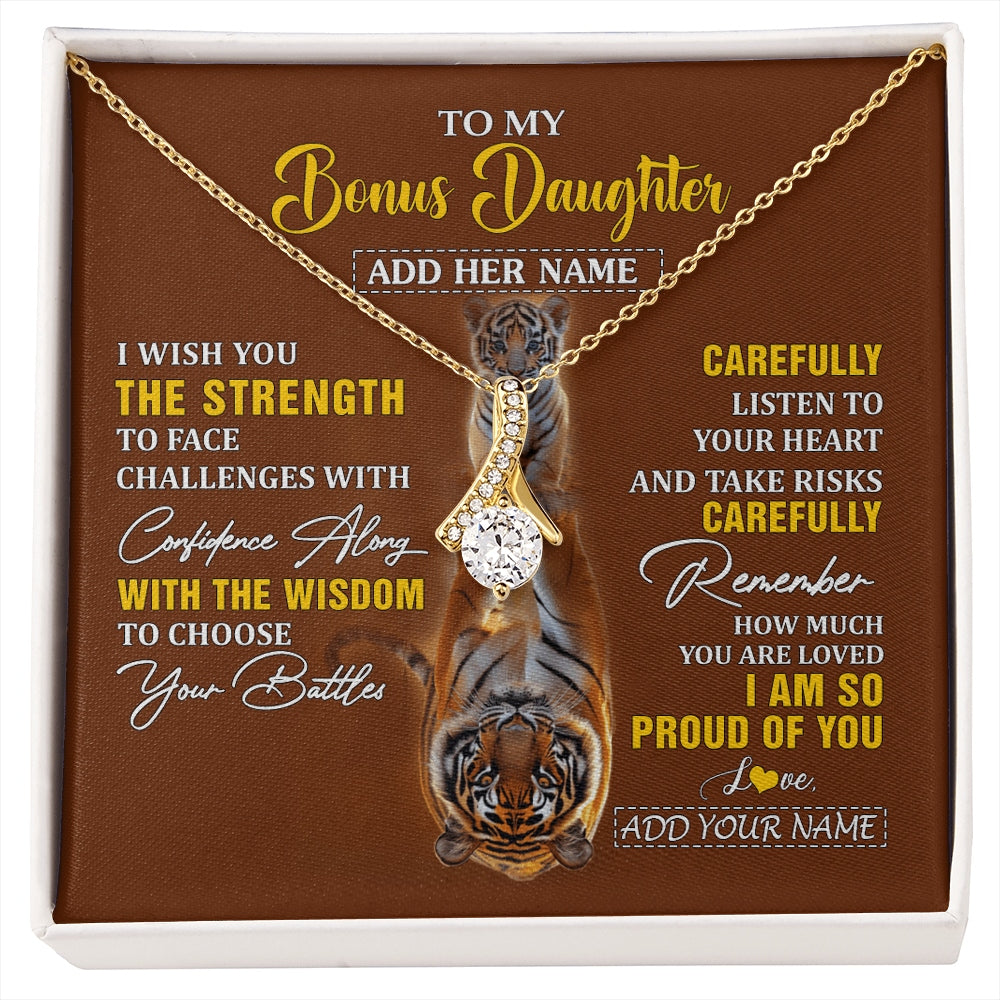 Alluring Beauty Necklace 18K Yellow Gold Finish | 1 | Personalized To My Bonus Daughter Gifts Necklace From Godfather I Wish You The Strength Tiger Bonus Daughter Birthday Gifts Christmas Gift Box Message Card | https://siriusteestore.