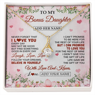 Alluring Beauty Necklace 18K Yellow Gold Finish | 1 | Personalized To My Bonus Daughter Gifts Necklace From Step Mom Floral I Love You Birthday Gifts For Stepdaughter Graduation Christmas Gift Box Message Card | https://siriusteestore.