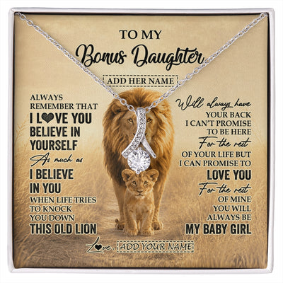 Alluring Beauty Necklace 14K White Gold Finish | 1 | Personalized To My Bonus Daughter Gifts Necklace From Stepdad Always Remember Lion Gifts For Stepdaughter Birthday Graduation Christmas Gift Box Message Card | https://siriusteestore.