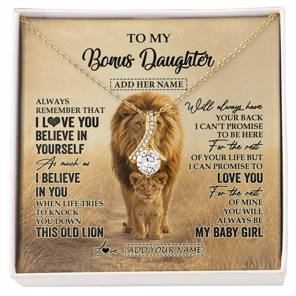 Alluring Beauty Necklace 18K Yellow Gold Finish | 1 | Personalized To My Bonus Daughter Gifts Necklace From Stepdad Always Remember Lion Gifts For Stepdaughter Birthday Graduation Christmas Gift Box Message Card | https://siriusteestore.
