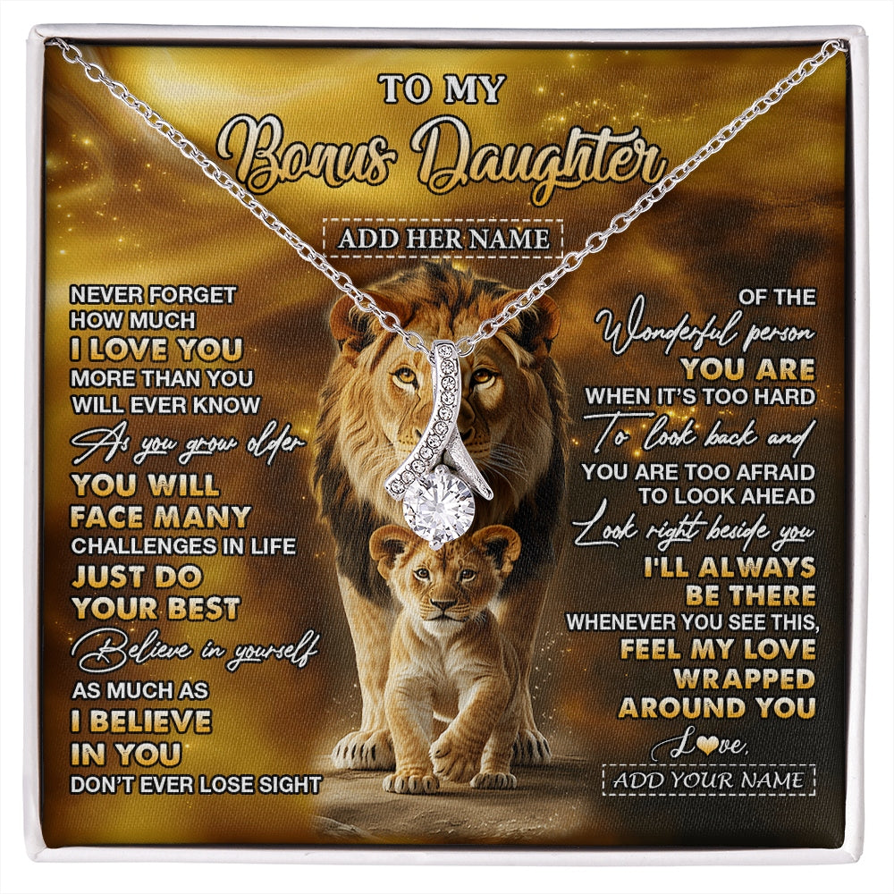 Alluring Beauty Necklace 14K White Gold Finish | 1 | Personalized To My Bonus Daughter Gifts Necklace From Stepdad Never Forget How Much I Love You Lion Stepdaughter Birthday Gifts Christmas Gift Box Message Card | https://siriusteestore.
