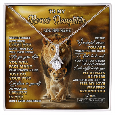 Alluring Beauty Necklace 14K White Gold Finish | 1 | Personalized To My Bonus Daughter Gifts Necklace From Stepdad Never Forget How Much I Love You Lion Stepdaughter Birthday Gifts Christmas Gift Box Message Card | https://siriusteestore.