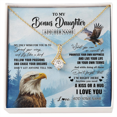 Alluring Beauty Necklace 18K Yellow Gold Finish | 1 | Personalized To My Bonus Daughter Gifts Necklace From Stepdad Stepmom Eagle My Only Wish For You Stepdaughter Birthday Gifts Christmas Gift Box Message Card | siriusteestore.myshopify