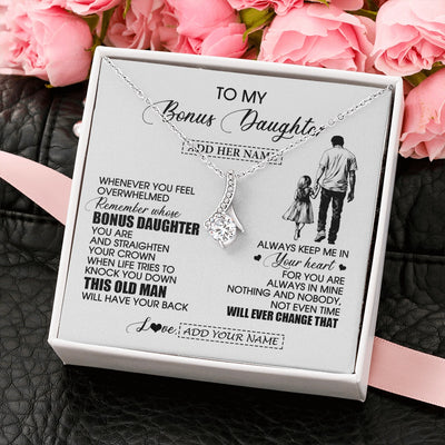 Alluring Beauty Necklace 14K White Gold Finish | 2 | Personalized To My Bonus Daughter Gifts Necklace From Stepdad Whenever Man Unique Birthday Gifts For Stepdaughter Graduation Christmas Gift Box Message Card | siriusteestore.myshopify