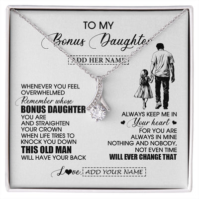 Alluring Beauty Necklace 14K White Gold Finish | 1 | Personalized To My Bonus Daughter Gifts Necklace From Stepdad Whenever Man Unique Birthday Gifts For Stepdaughter Graduation Christmas Gift Box Message Card | siriusteestore.myshopify