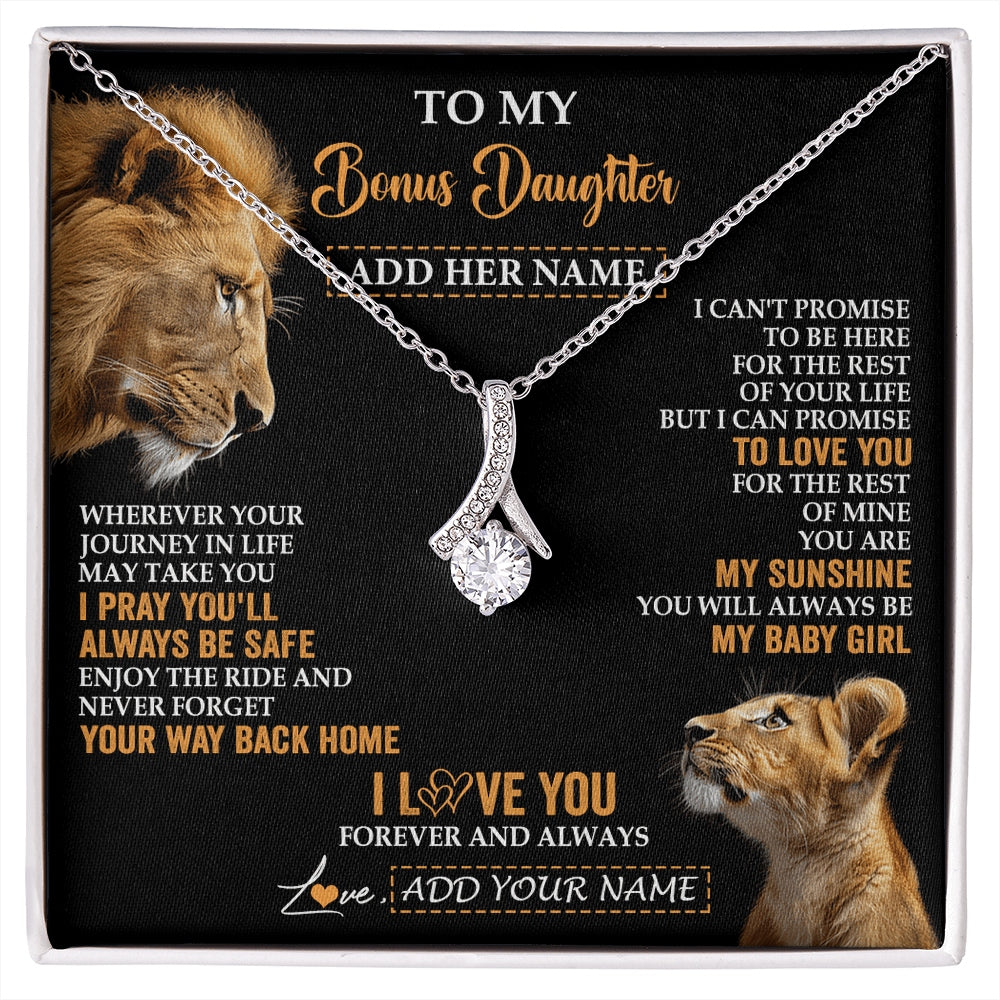 Alluring Beauty Necklace 14K White Gold Finish | 1 | Personalized To My Bonus Daughter Gifts Necklace From Stepdad Wherever Your Journey In Life Lion Stepdaughter Birthday Gifts Christmas Gift Box Message Card | https://siriusteestore.