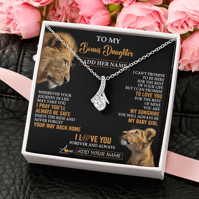 Alluring Beauty Necklace 14K White Gold Finish | 2 | Personalized To My Bonus Daughter Gifts Necklace From Stepdad Wherever Your Journey In Life Lion Stepdaughter Birthday Gifts Christmas Gift Box Message Card | https://siriusteestore.