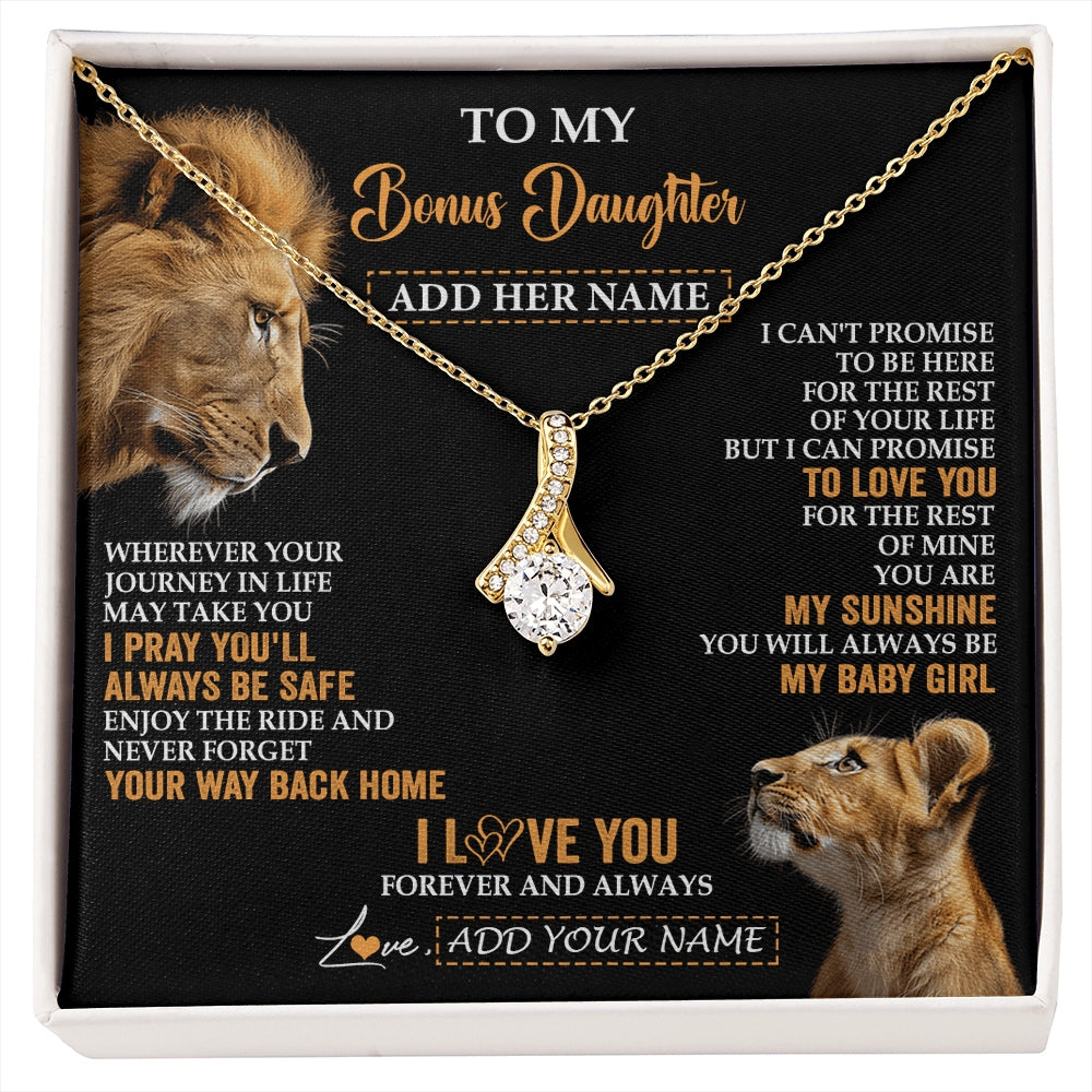 Alluring Beauty Necklace 18K Yellow Gold Finish | 1 | Personalized To My Bonus Daughter Gifts Necklace From Stepdad Wherever Your Journey In Life Lion Stepdaughter Birthday Gifts Christmas Gift Box Message Card | https://siriusteestore.