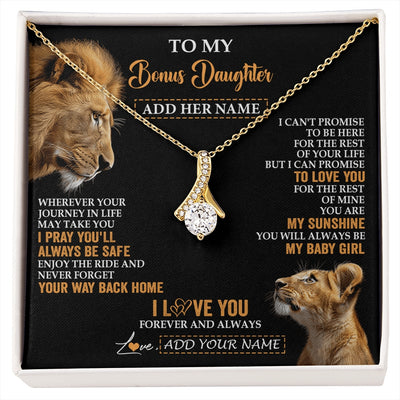 Alluring Beauty Necklace 18K Yellow Gold Finish | 1 | Personalized To My Bonus Daughter Gifts Necklace From Stepdad Wherever Your Journey In Life Lion Stepdaughter Birthday Gifts Christmas Gift Box Message Card | https://siriusteestore.