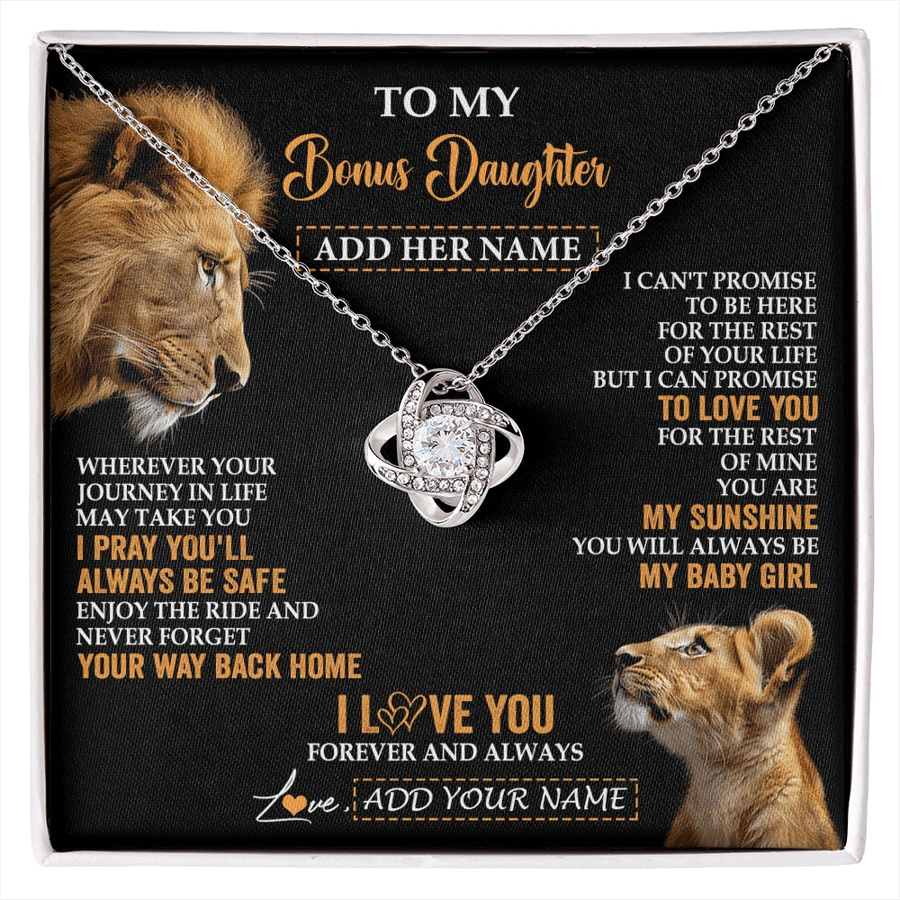 Love Knot Necklace 14K White Gold Finish | 1 | Personalized To My Bonus Daughter Gifts Necklace From Stepdad Wherever Your Journey In Life Lion Stepdaughter Birthday Gifts Christmas Gift Box Message Card | https://siriusteestore.