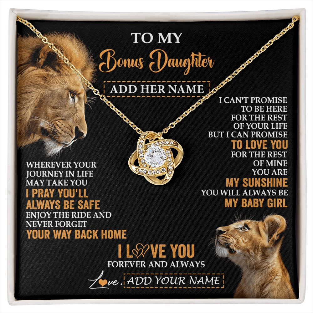 Love Knot Necklace 18K Yellow Gold Finish | 1 | Personalized To My Bonus Daughter Gifts Necklace From Stepdad Wherever Your Journey In Life Lion Stepdaughter Birthday Gifts Christmas Gift Box Message Card | https://siriusteestore.