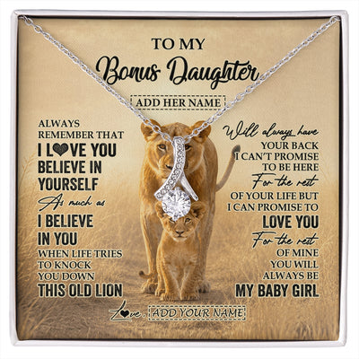 Alluring Beauty Necklace 14K White Gold Finish | 1 | Personalized To My Bonus Daughter Gifts Necklace From Stepmom Always Remember Lion Gifts For Stepdaughter Birthday Graduation Christmas Gift Box Message Card | https://siriusteestore.