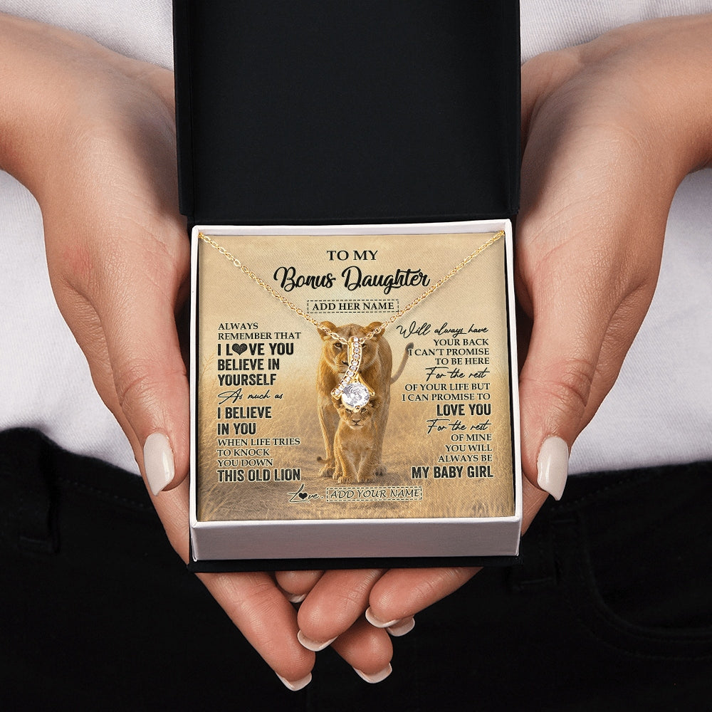 Alluring Beauty Necklace 18K Yellow Gold Finish | 2 | Personalized To My Bonus Daughter Gifts Necklace From Stepmom Always Remember Lion Gifts For Stepdaughter Birthday Graduation Christmas Gift Box Message Card | https://siriusteestore.