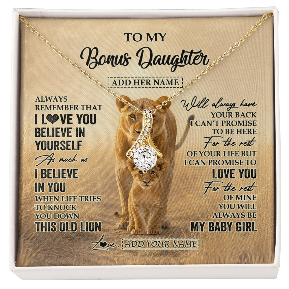 Alluring Beauty Necklace 18K Yellow Gold Finish | 1 | Personalized To My Bonus Daughter Gifts Necklace From Stepmom Always Remember Lion Gifts For Stepdaughter Birthday Graduation Christmas Gift Box Message Card | https://siriusteestore.