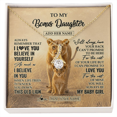 Alluring Beauty Necklace 18K Yellow Gold Finish | 1 | Personalized To My Bonus Daughter Gifts Necklace From Stepmom Always Remember Lion Gifts For Stepdaughter Birthday Graduation Christmas Gift Box Message Card | https://siriusteestore.
