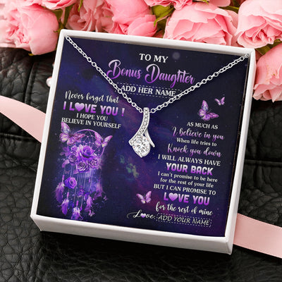 Alluring Beauty Necklace 14K White Gold Finish | 2 | Personalized To My Bonus Daughter Gifts Necklace From Stepmom Floral Butterfly Love You Stepdaughter Birthday Gifts Graduation Christmas Gift Box Message Card | https://siriusteestore.