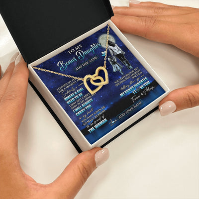 Interlocking Hearts Necklace 18K Yellow Gold Finish | 2 | Personalized To My Bonus Daughter Gifts Necklace From Stepmom I Closed My Eyes For A Moment Stepdaughter Birthday Graduation Christmas Gift Box Message Card | siriusteestore.myshopify