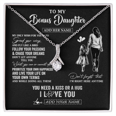 Alluring Beauty Necklace 14K White Gold Finish | 1 | Personalized To My Bonus Daughter Gifts Necklace From Stepmom My Only Wish For You Stepdaughter Birthday Gifts Graduation Christmas Gift Box Message Card | siriusteestore.myshopify