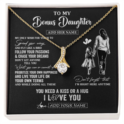 Alluring Beauty Necklace 18K Yellow Gold Finish | 1 | Personalized To My Bonus Daughter Gifts Necklace From Stepmom My Only Wish For You Stepdaughter Birthday Gifts Graduation Christmas Gift Box Message Card | siriusteestore.myshopify