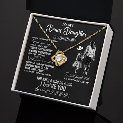 Love Knot Necklace 18K Yellow Gold Finish | 2 | Personalized To My Bonus Daughter Gifts Necklace From Stepmom My Only Wish For You Stepdaughter Birthday Gifts Graduation Christmas Gift Box Message Card | siriusteestore.myshopify