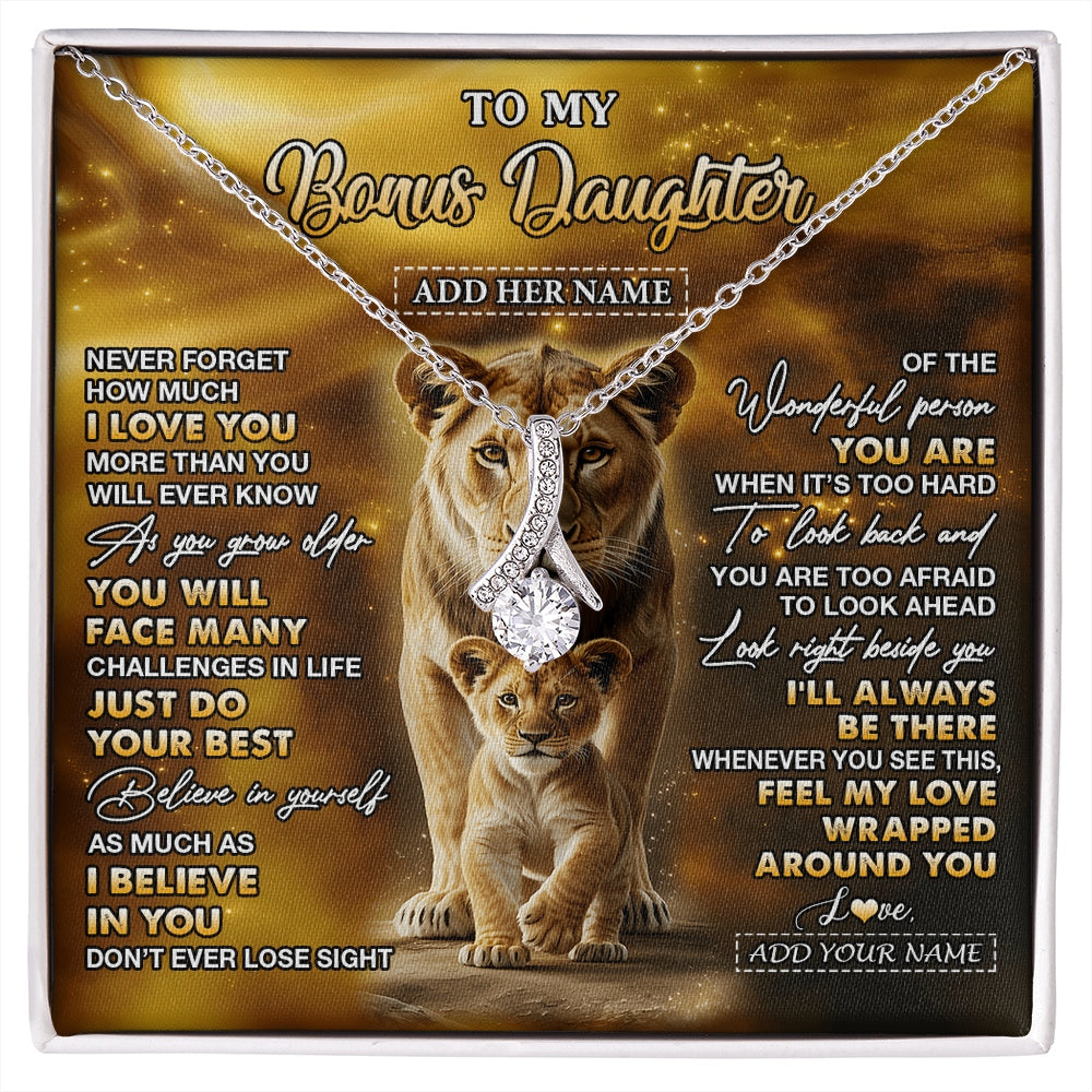 Alluring Beauty Necklace 14K White Gold Finish | 1 | Personalized To My Bonus Daughter Gifts Necklace From Stepmom Never Forget How Much I Love You Lion Stepdaughter Birthday Gifts Christmas Gift Box Message Card | https://siriusteestore.