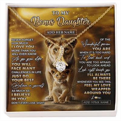 Alluring Beauty Necklace 18K Yellow Gold Finish | 1 | Personalized To My Bonus Daughter Gifts Necklace From Stepmom Never Forget How Much I Love You Lion Stepdaughter Birthday Gifts Christmas Gift Box Message Card | https://siriusteestore.