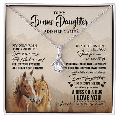 Alluring Beauty Necklace 14K White Gold Finish | 1 | Personalized To My Bonus Daughter Gifts Necklace From Stepmom Stepdad Horse My Only Wish For You Stepdaughter Birthday Gifts Christmas Gift Box Message Card | https://siriusteestore.
