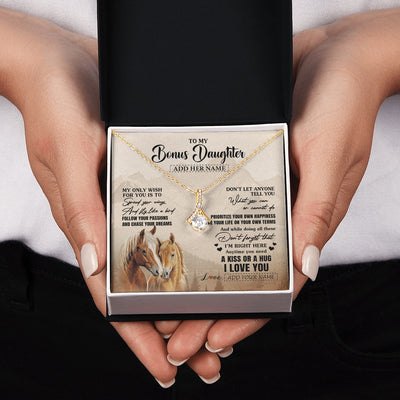 Alluring Beauty Necklace 18K Yellow Gold Finish | 2 | Personalized To My Bonus Daughter Gifts Necklace From Stepmom Stepdad Horse My Only Wish For You Stepdaughter Birthday Gifts Christmas Gift Box Message Card | https://siriusteestore.