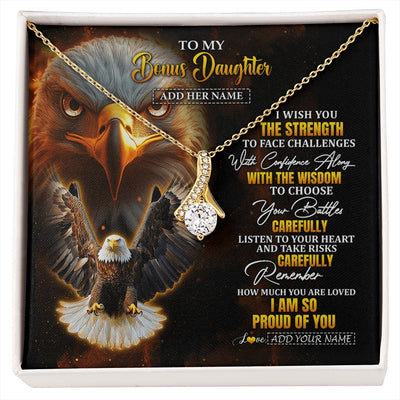 Alluring Beauty Necklace 18K Yellow Gold Finish | 1 | Personalized To My Bonus Daughter Gifts Necklace From Stepmom Stepdad I Wish You The Strength Eagle Stepdaughter Birthday Gifts Christmas Gift Box Message Card | https://siriusteestore.