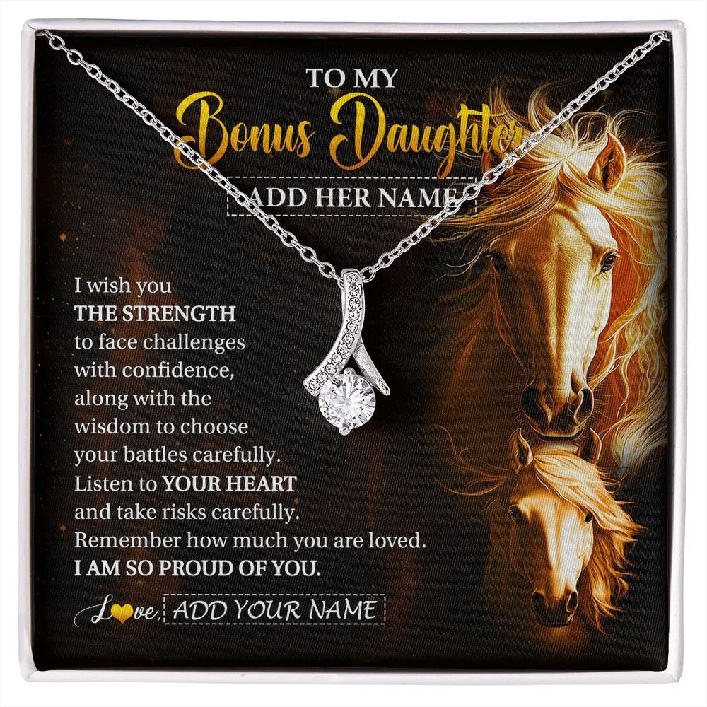 Alluring Beauty Necklace 14K White Gold Finish | 1 | Personalized To My Bonus Daughter Gifts Necklace From Stepmom Stepdad I Wish You The Strength Horse Stepdaughter Birthday Gifts Christmas Gift Box Message Card | https://siriusteestore.