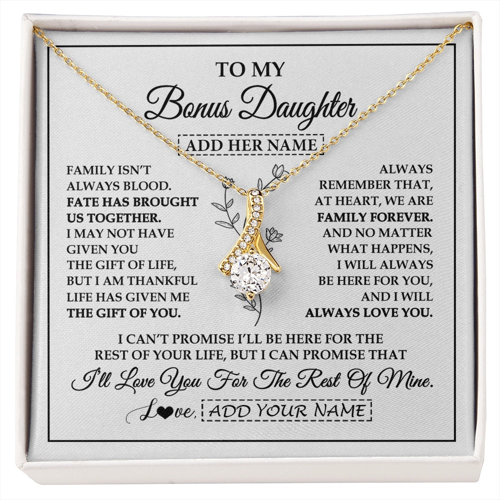 Alluring Beauty Necklace 18K Yellow Gold Finish | 1 | Personalized To My Bonus Daughter Gifts Necklace From Stepmom Stepdad Perfect For Birthday Graduation Christmas Stepdaughter Custom Gift Box Message Card | https://siriusteestore.