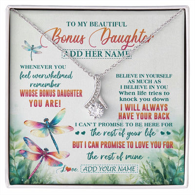 Alluring Beauty Necklace 14K White Gold Finish | 1 | Personalized To My Bonus Daughter Gifts Necklace From Stepmom Stepdad Whenever You Feel Dragonfly Stepdaughter Birthday Gifts Christmas Gift Box Message Card | https://siriusteestore.
